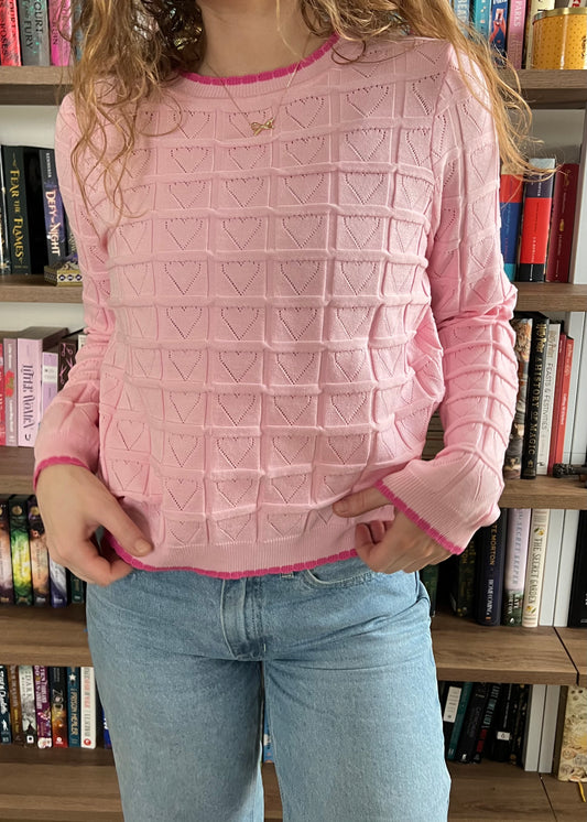 reading date sweater in pink