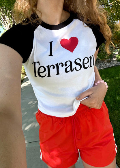 i heart terrasen baseball tee