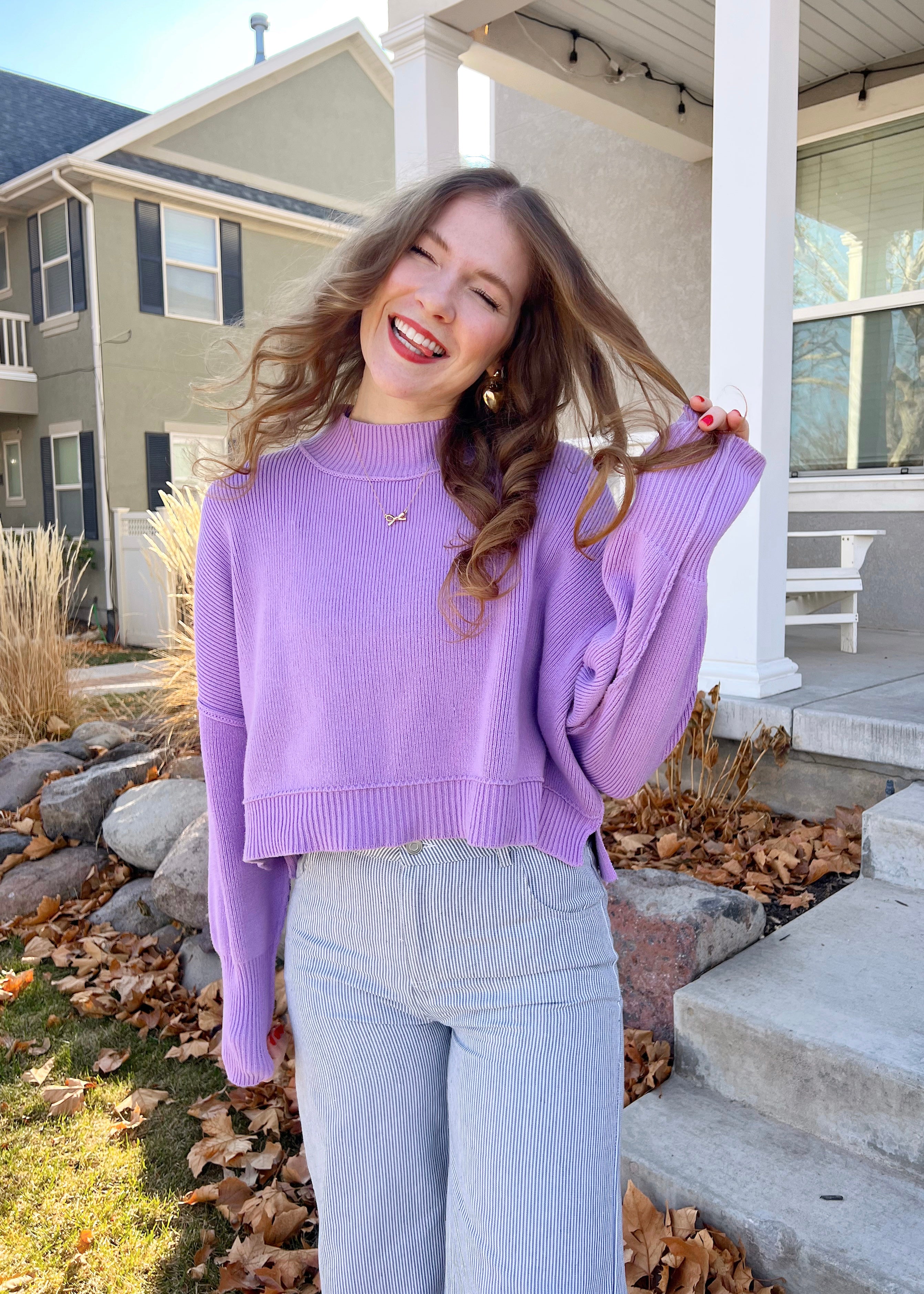 Lavender sale crop sweater