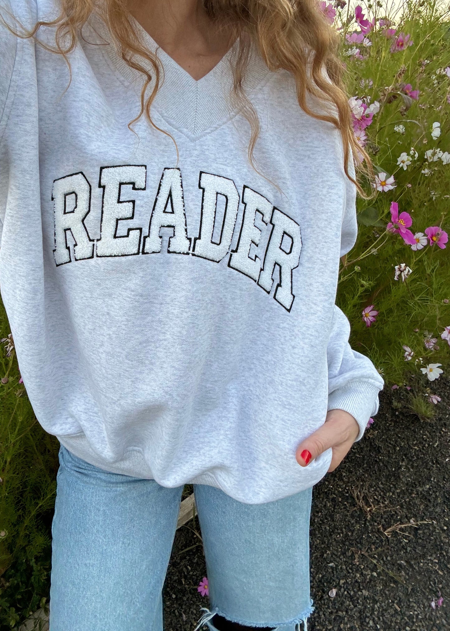 reader slouchy sweatshirt