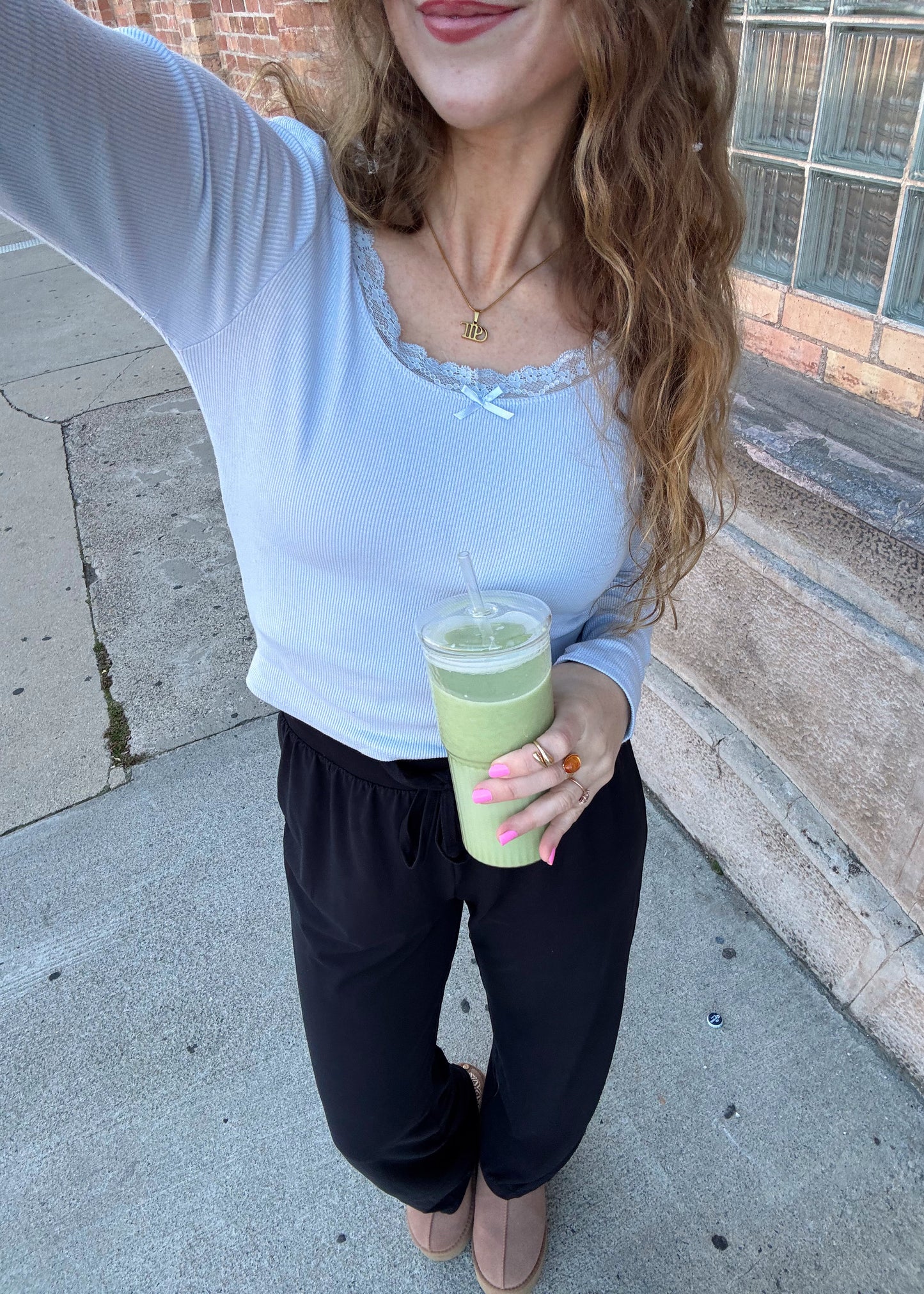 only angel pointelle top in blue