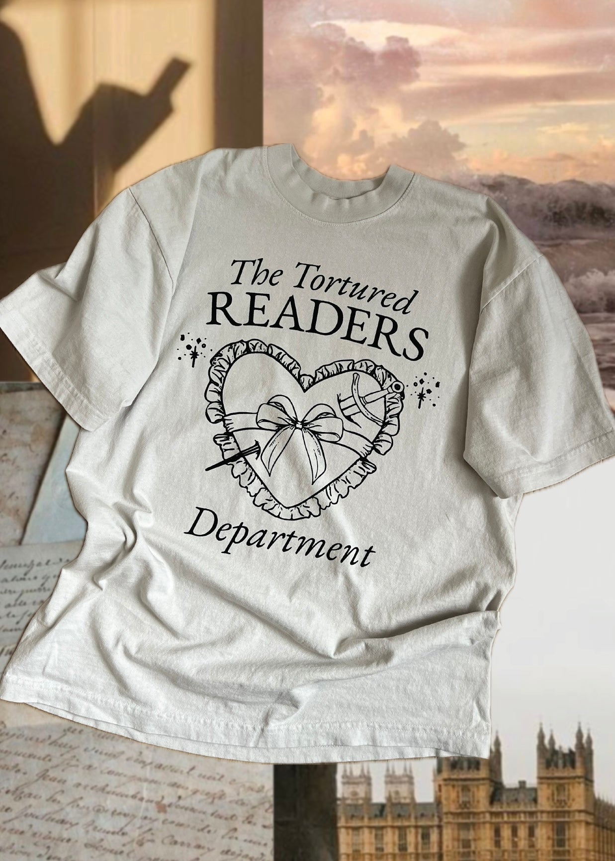 tortured readers department tee in cement