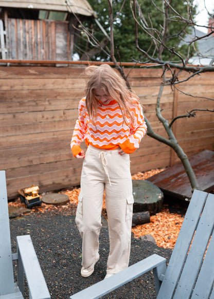 silver trio sweater in orange burst