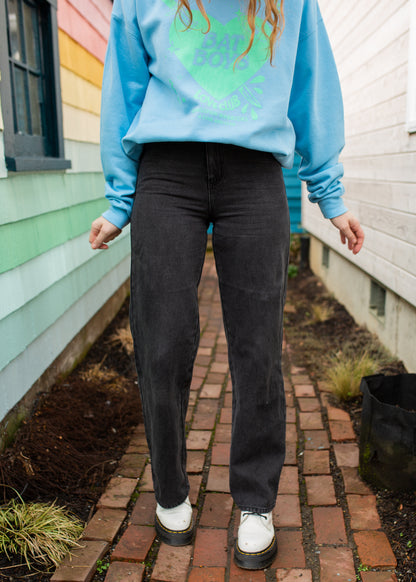 morally grey straight leg denim