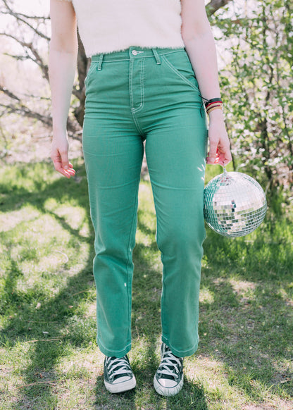until the end cargo pants in jade green